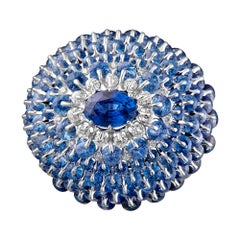 MOISEIKIN 18 Karat White Gold Sapphire Diamond Cocktail Ring