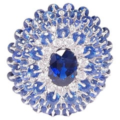 Moiseikin 18 Karat White Gold Sapphire Diamond Cocktail Ring