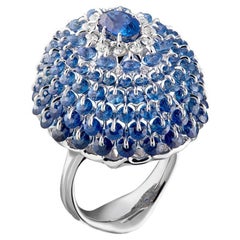 MOISEIKIN Bague cocktail saphir diamant en or blanc 18 carats