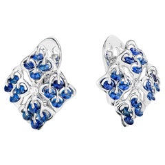 Moiseikin 18 Karat White Gold Sapphire Earrings