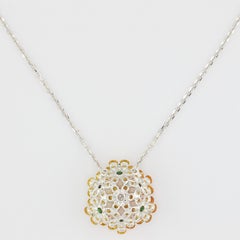 MOISEIKIN 18 Karat White Gold Tsavorite and  Yellow Sapphire Necklace