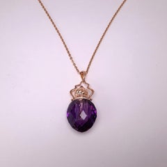 Moiseikin 18K Gold Amethyst Diamond Aroma Bottle Pendant Necklace