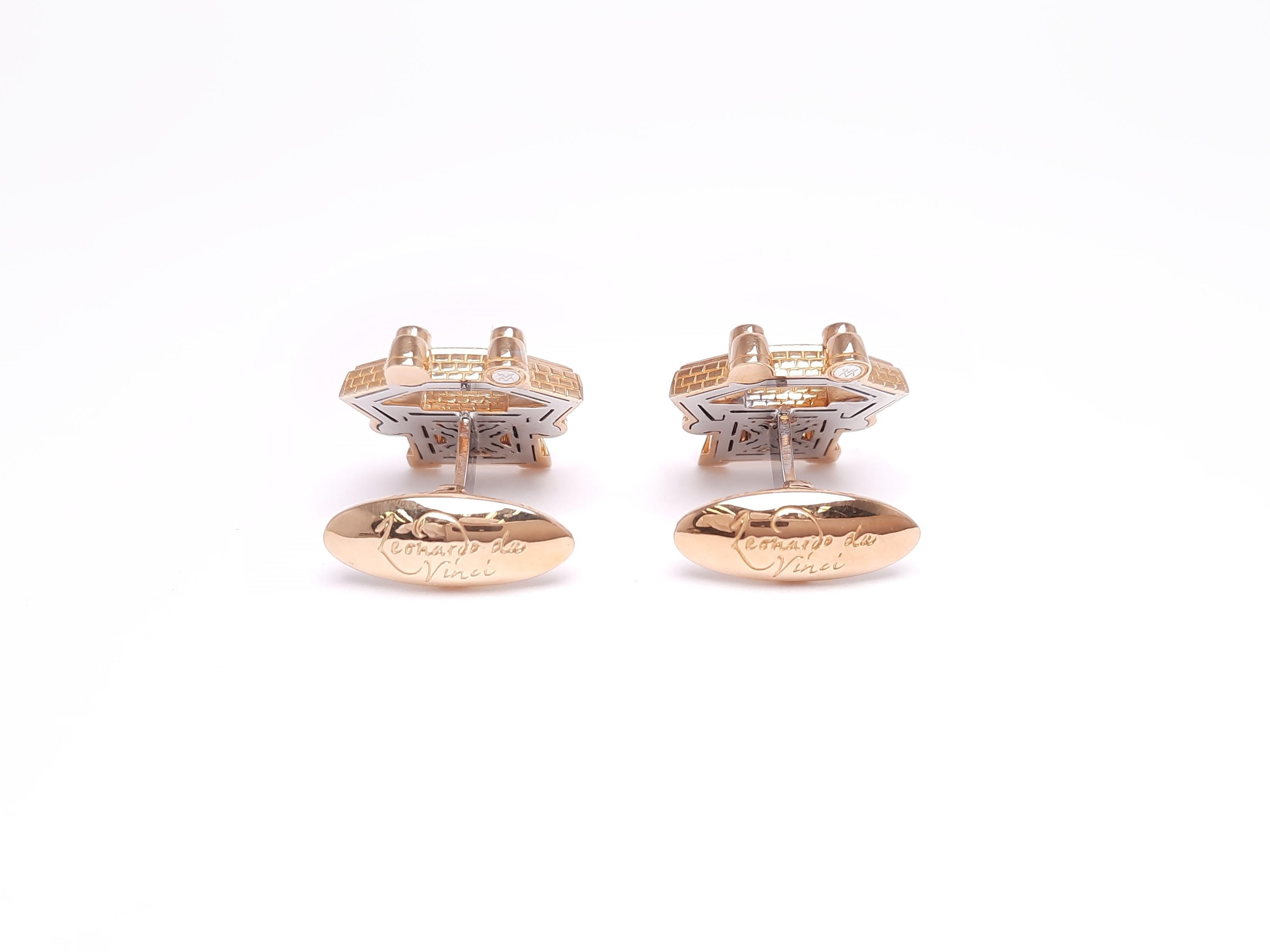 Taille ronde Moiseikin Boutons de manchette en or 18 carats et diamants de la collection 
