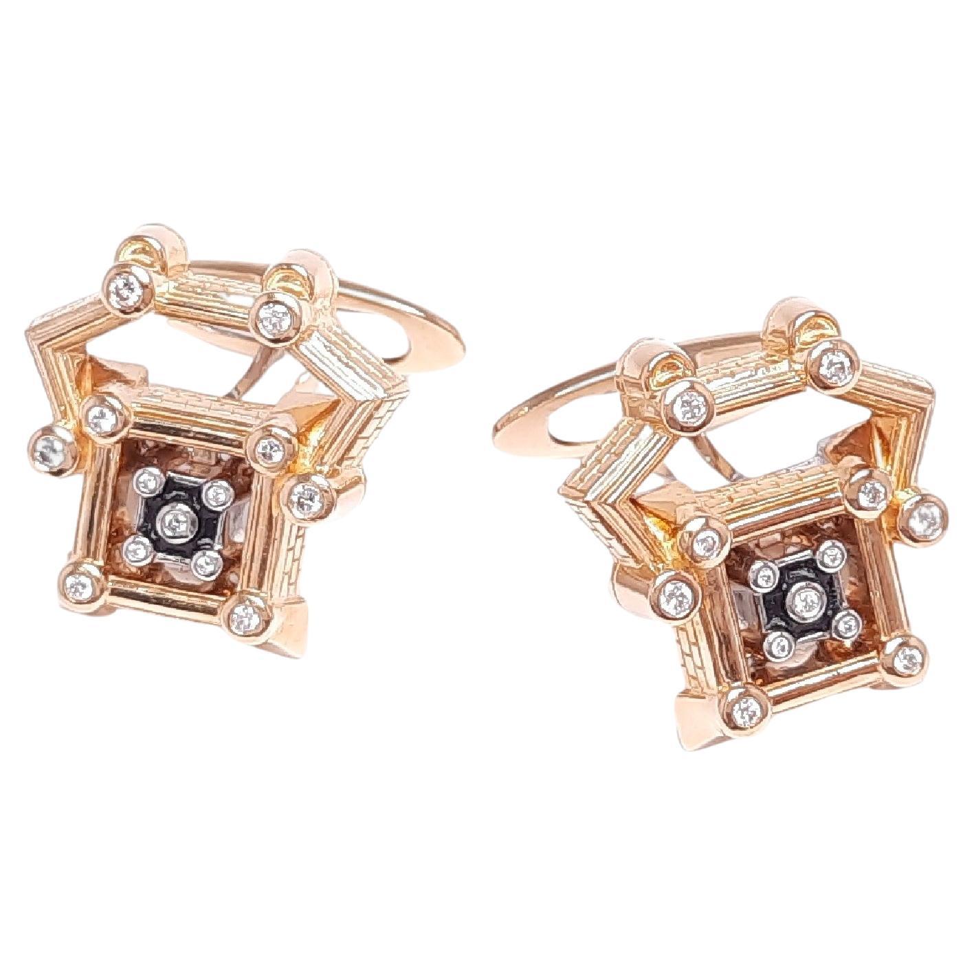 Moiseikin 18K Gold Diamond Cufflinks from "Genio Leonardo" Collection For Sale