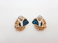 Moiseikin 18 Karat Gold Diamond Indigo Tourmaline Sapphire Cocktail Earrings