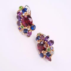 MOISEIKIN 18K Gold Handmade Rubellite Fancy Sapphires Fashion Earrings
