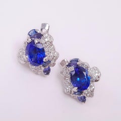 MOISEIKIN 18K Gold Handmade Tanzanite Diamond Earrings