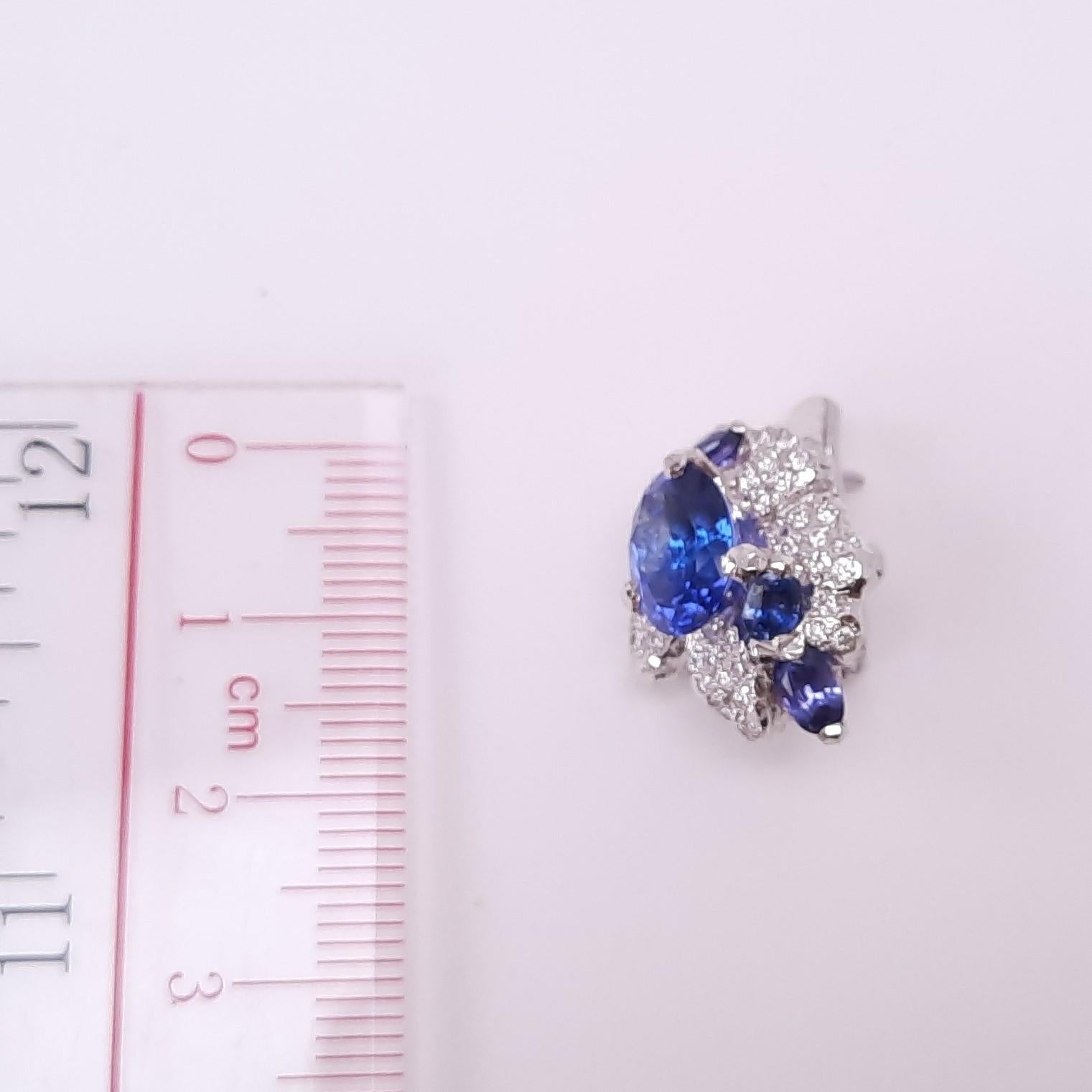 MOISEIKIN 18K Gold Handmade Tanzanite Diamond Earrings In Excellent Condition For Sale In Hong Kong, HK