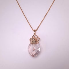 MOISEIKIN Collier pendentif bouteille parfumée en or 18 carats, quartz rose et diamants
