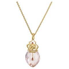 MOISEIKIN 18K Gold Rose Quartz Diamond Aroma Bottle Pendant Necklace