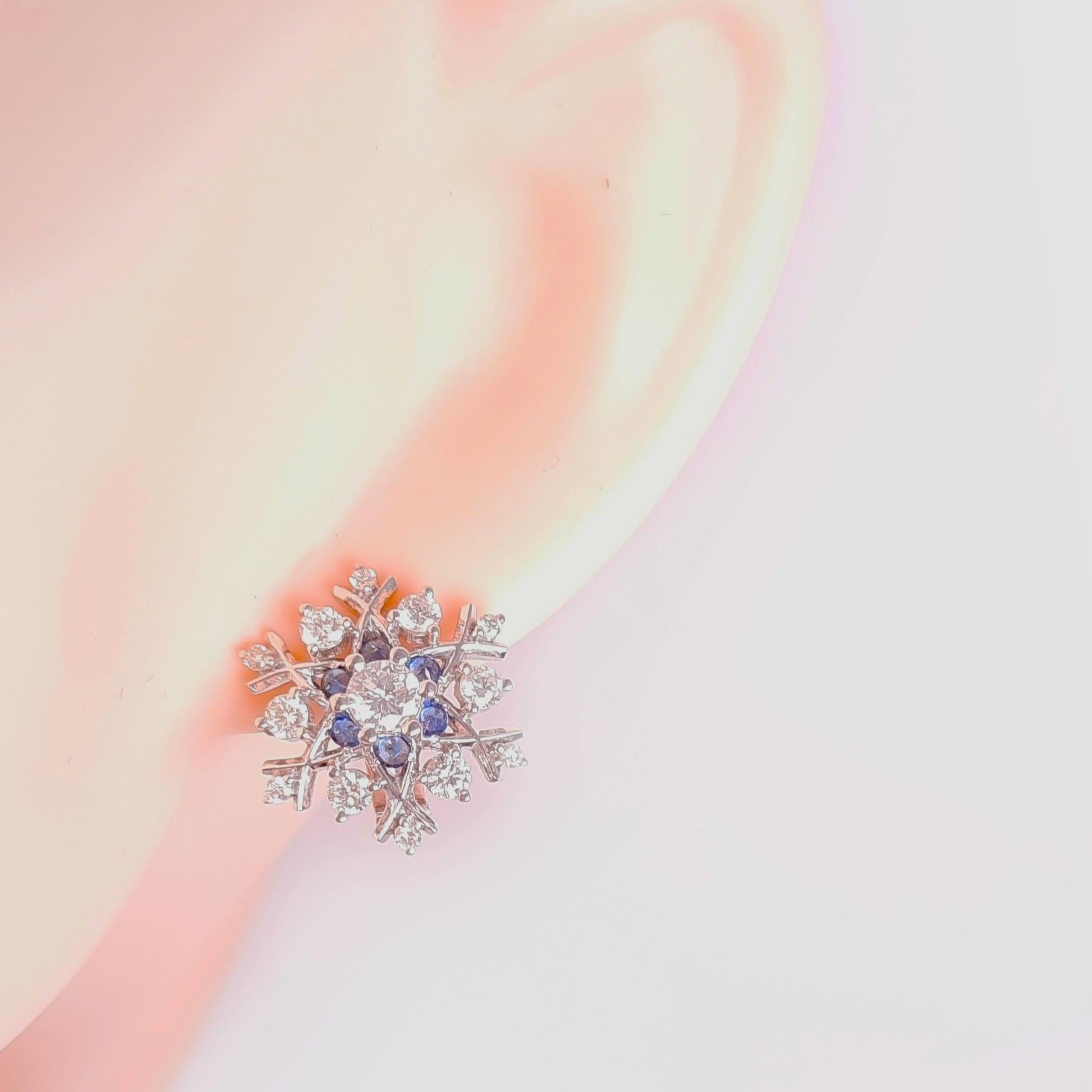 snowflake diamond earrings white gold