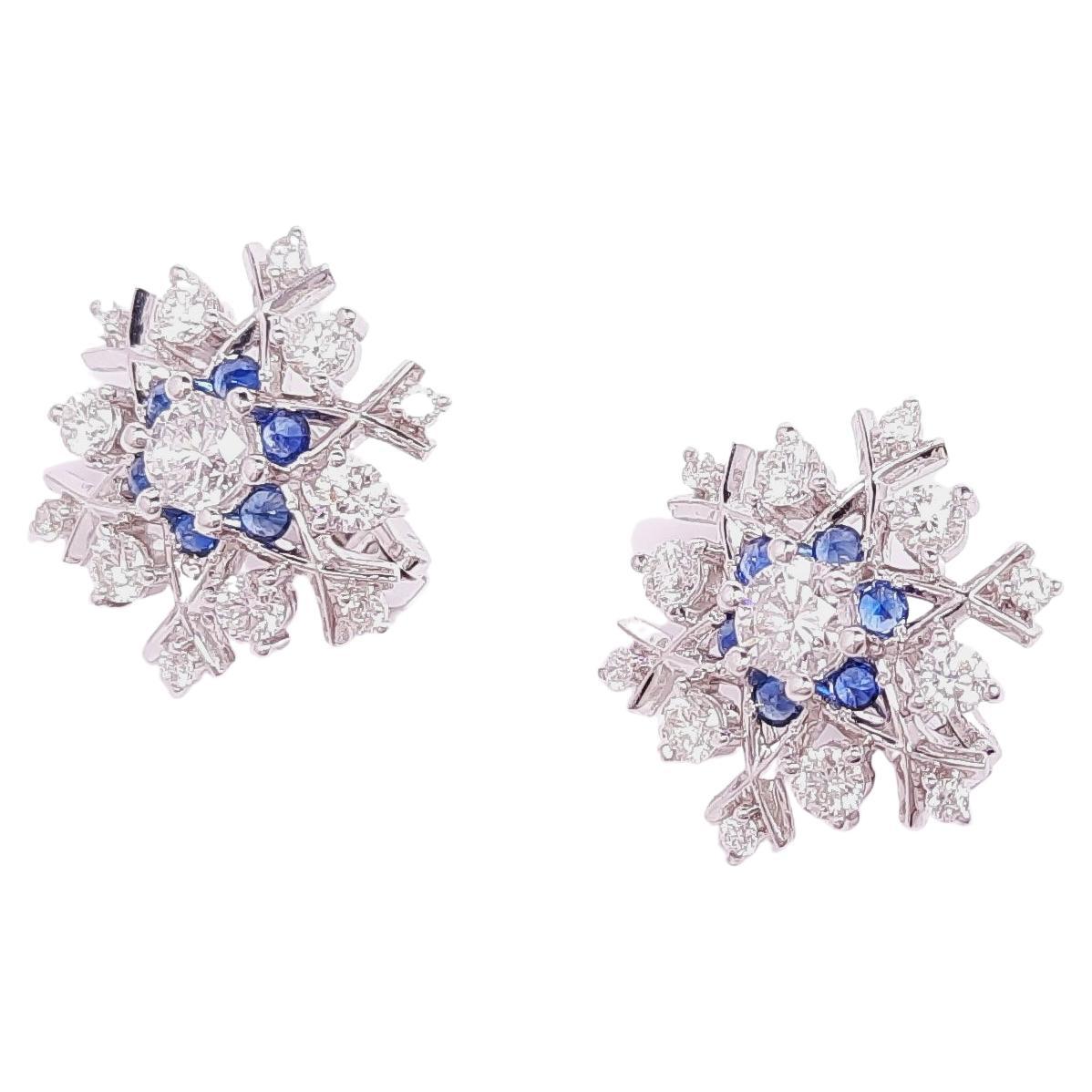 Moiseikin 18K White Gold 1.4ct Up Snowflake Diamond Earrings