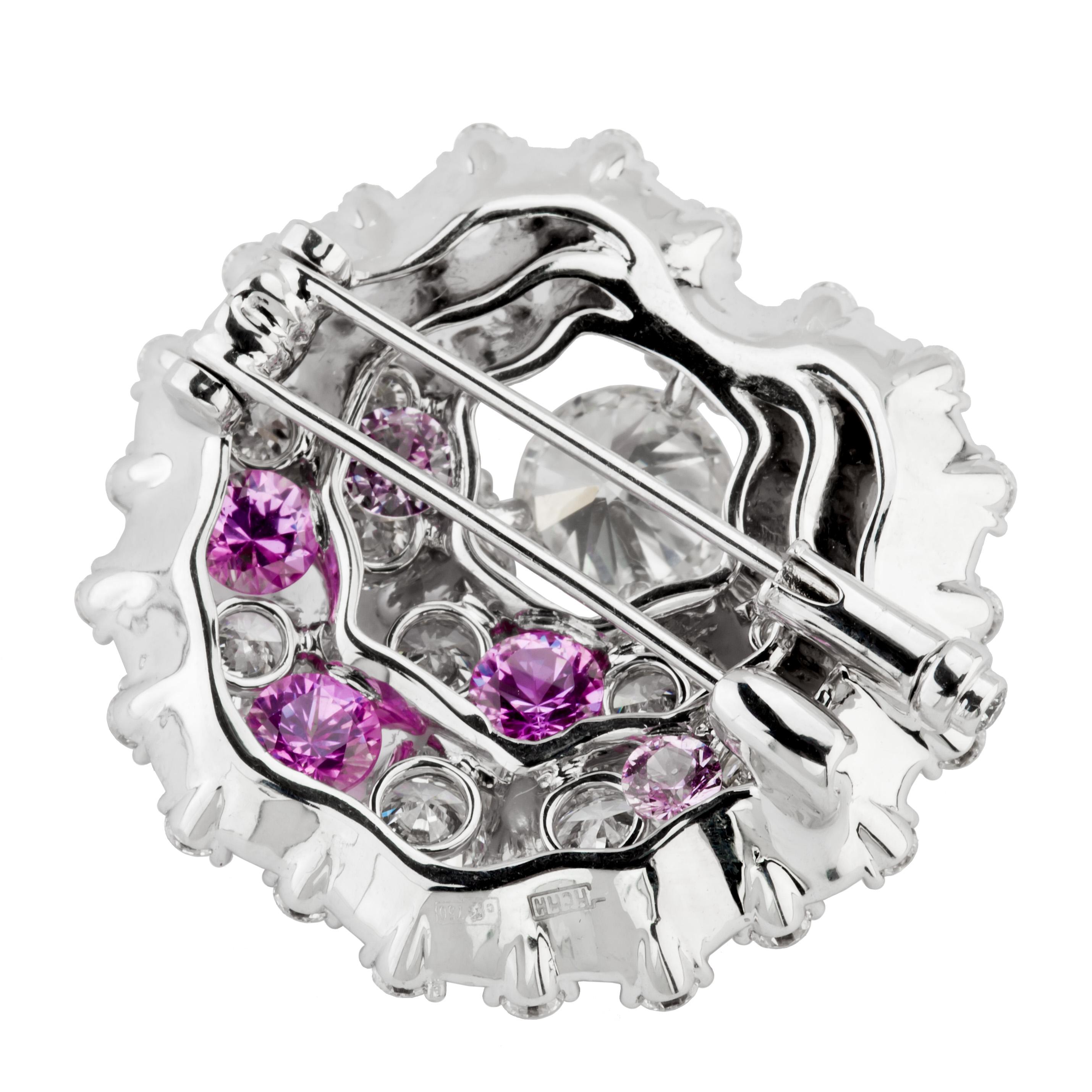 Contemporary Moiseikin 18k White Gold 5ct Up Diamond Brooch For Sale