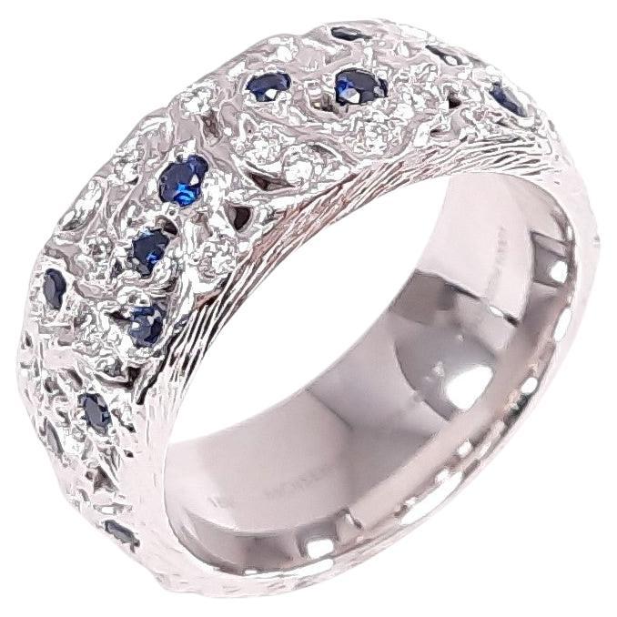 MOISEIKIN 18K White Gold Diamond Sapphire Starry Night Infinity Ring