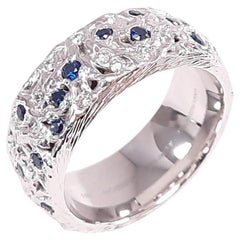 MOISEIKIN 18K White Gold Diamond Sapphire Starry Night Infinity Ring