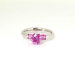 MOISEIKIN 18K White Gold Pink Sapphire Diamond Lotus Ring
