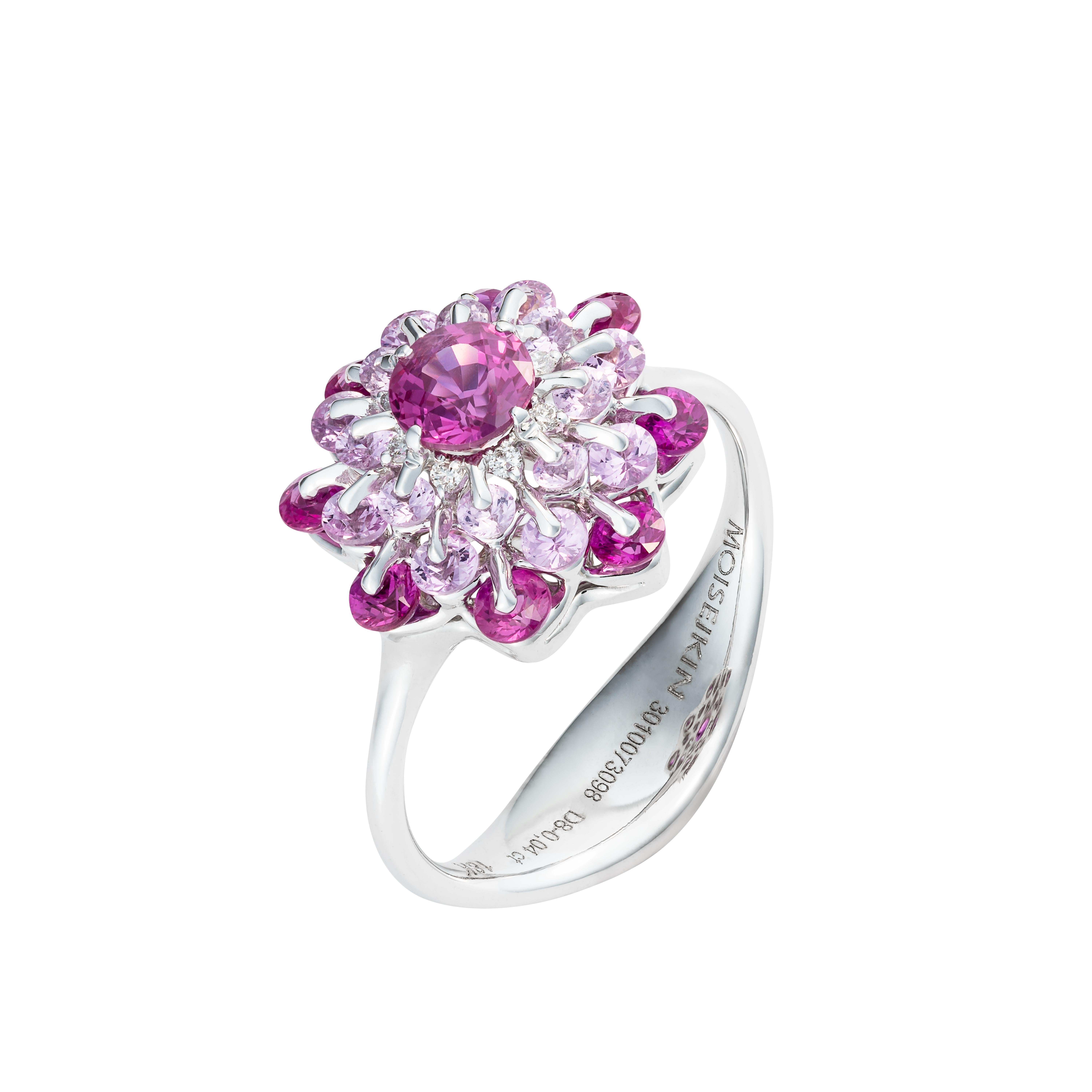 MOISEIKIN's Pink Sapphire and Diamond ring, a stunning creation crafted in 18K white gold, perfectly aligns with this year's trend. This artwork of colours exhibits a seamless transition of pink shades, embodying femininity in every hue.

A vibrant