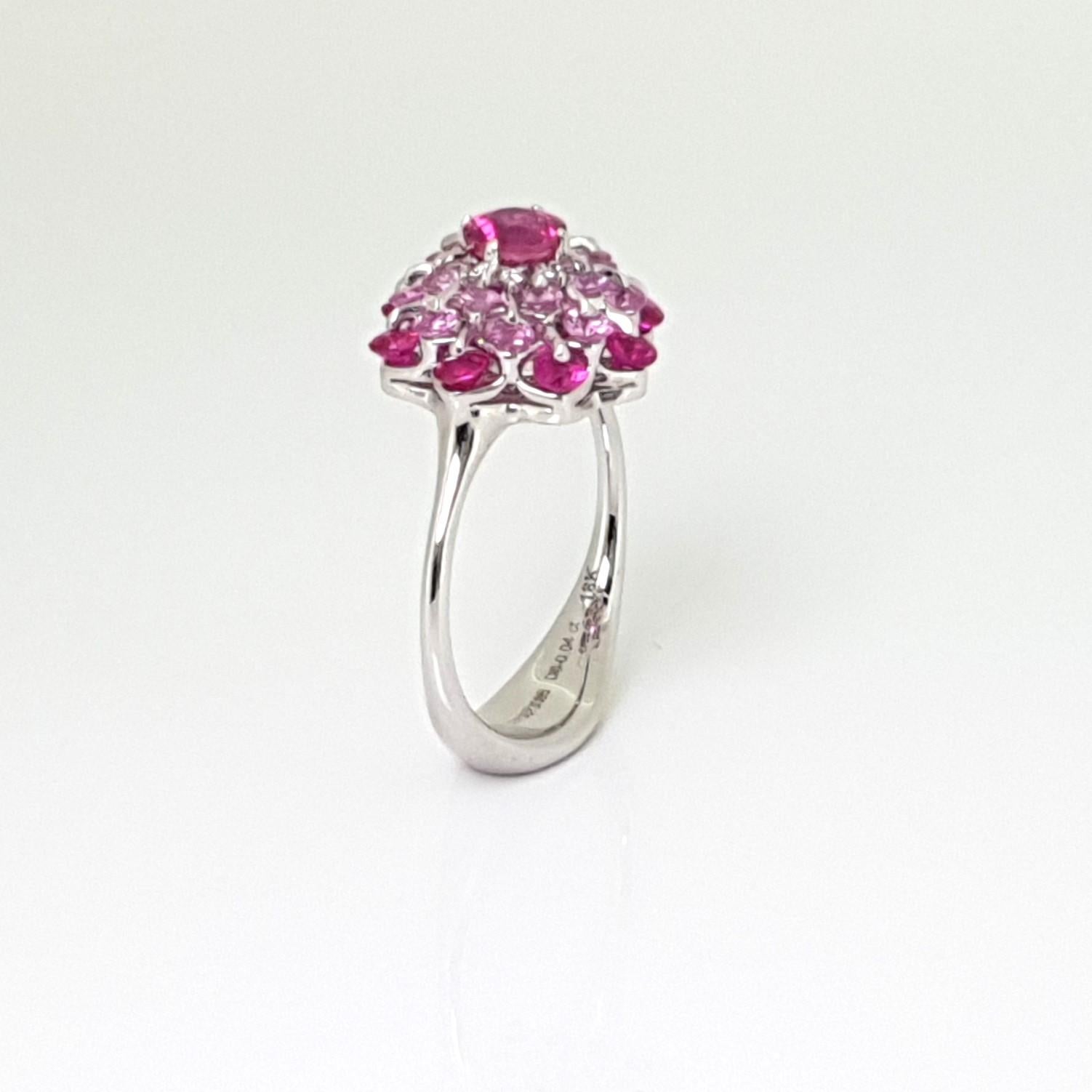 MOISEIKIN 18K White Gold Pink Sapphire Diamond Ring In New Condition In Hong Kong, HK