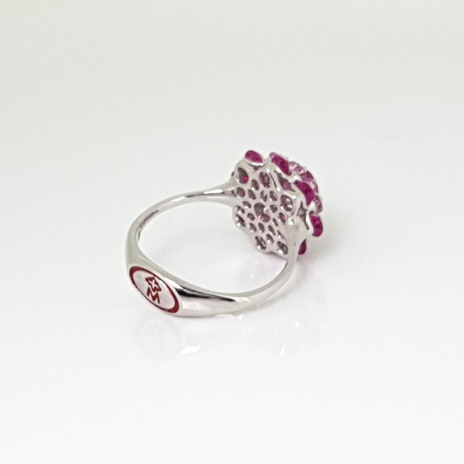 Women's MOISEIKIN 18K White Gold Pink Sapphire Diamond Ring