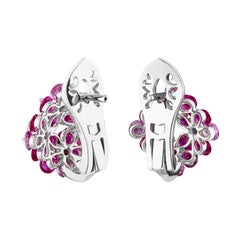 MOISEIKIN 18k White Gold Ruby and Sapphire Earrings