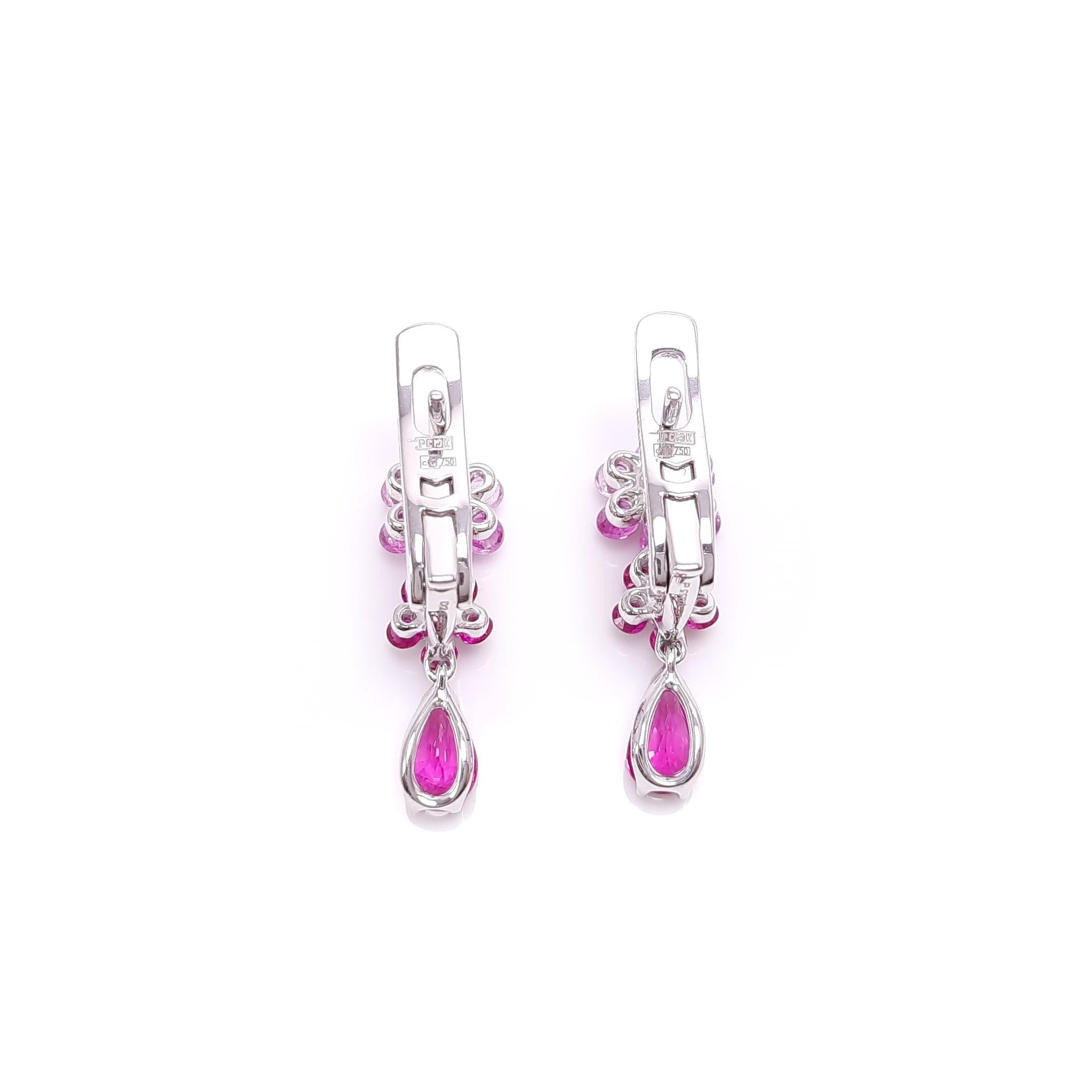 Contemporary Moiseikin 18k White Gold Ruby and Sapphire Earrings