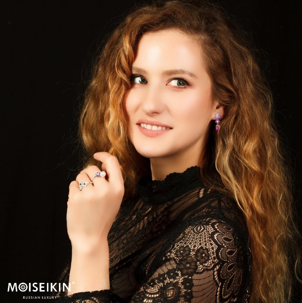 Women's Moiseikin 18k White Gold Ruby and Sapphire Earrings