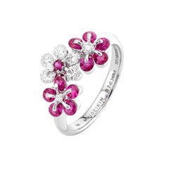 MOISEIKIN 18K White Gold Ruby Diamond Floral Ring