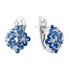 Moiseikin 18k White Gold Sapphire Innovative Earrings