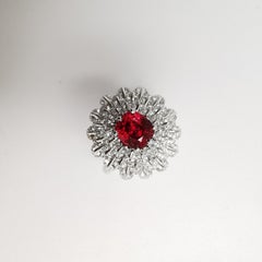 Moiseikin 18 Karat White Gold 1.12 Carat Neon Spinel Diamond Engagement Ring