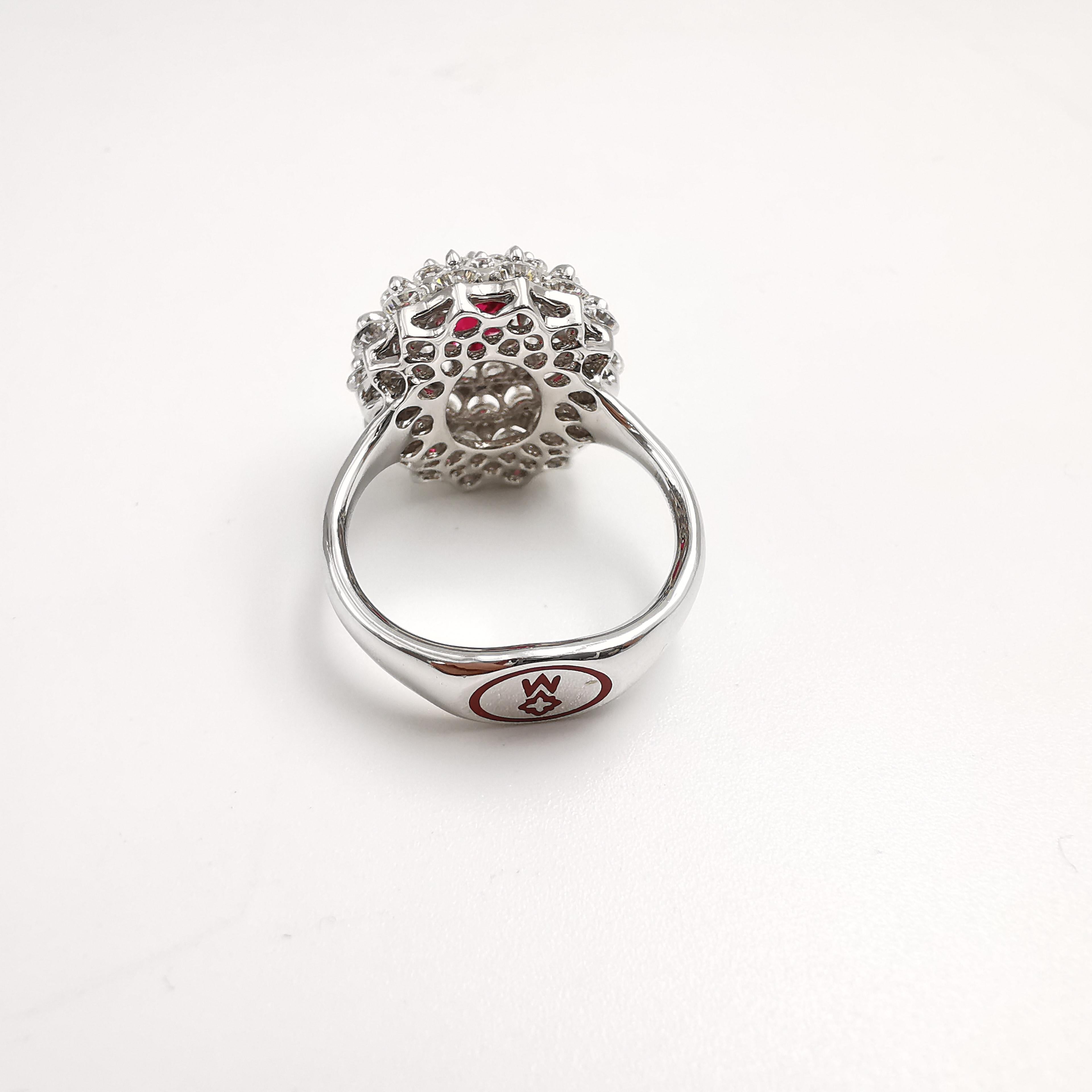 Contemporary Moiseikin 18 Karat White Gold 1.12 Carat Neon Spinel Diamond Engagement Ring For Sale