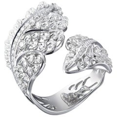 Used Moiseikin 18 Karat White Gold 2 Carat Diamond Angel Wing Ring