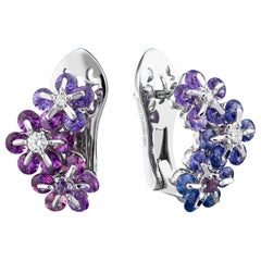 Moiseikin 18 Karat White Gold Fancy Sapphire Diamond Earrings