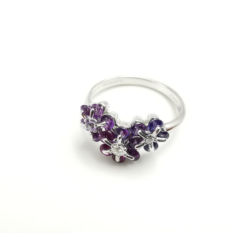 Moiseikin 18 Karat White Gold Fancy Sapphire Diamond Ring For Sale ...