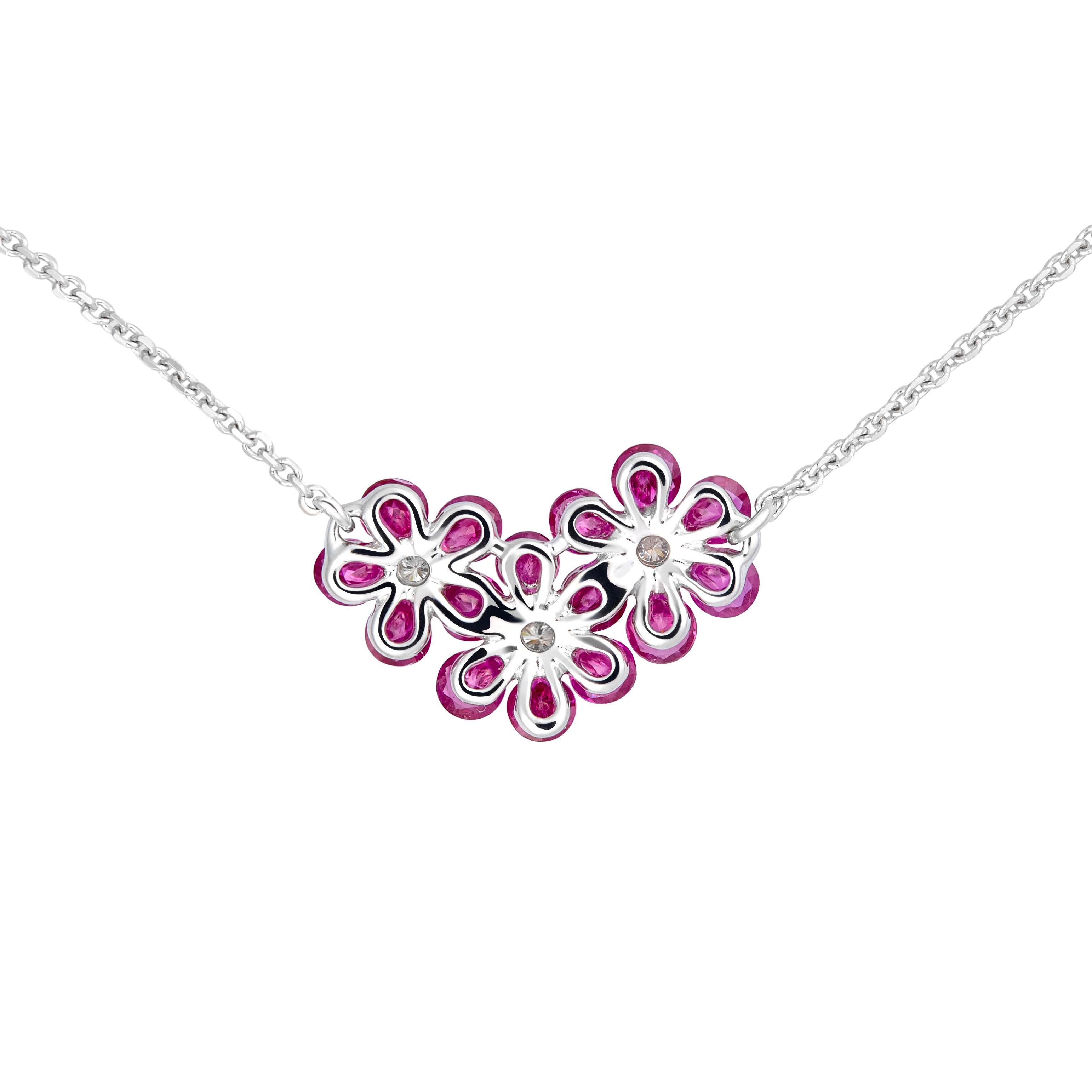 Moiseikin 18 Karat White Gold Ruby Diamond Necklace For Sale at 1stDibs ...