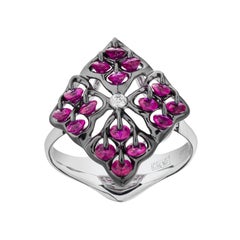 Moiseikin 18 Karat White Gold Ruby Ring