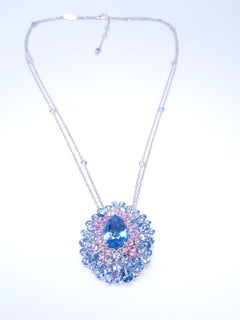 MOISEIKIN 8.43ct Santa Maria Aguamarina Diamante Zafiro Collar