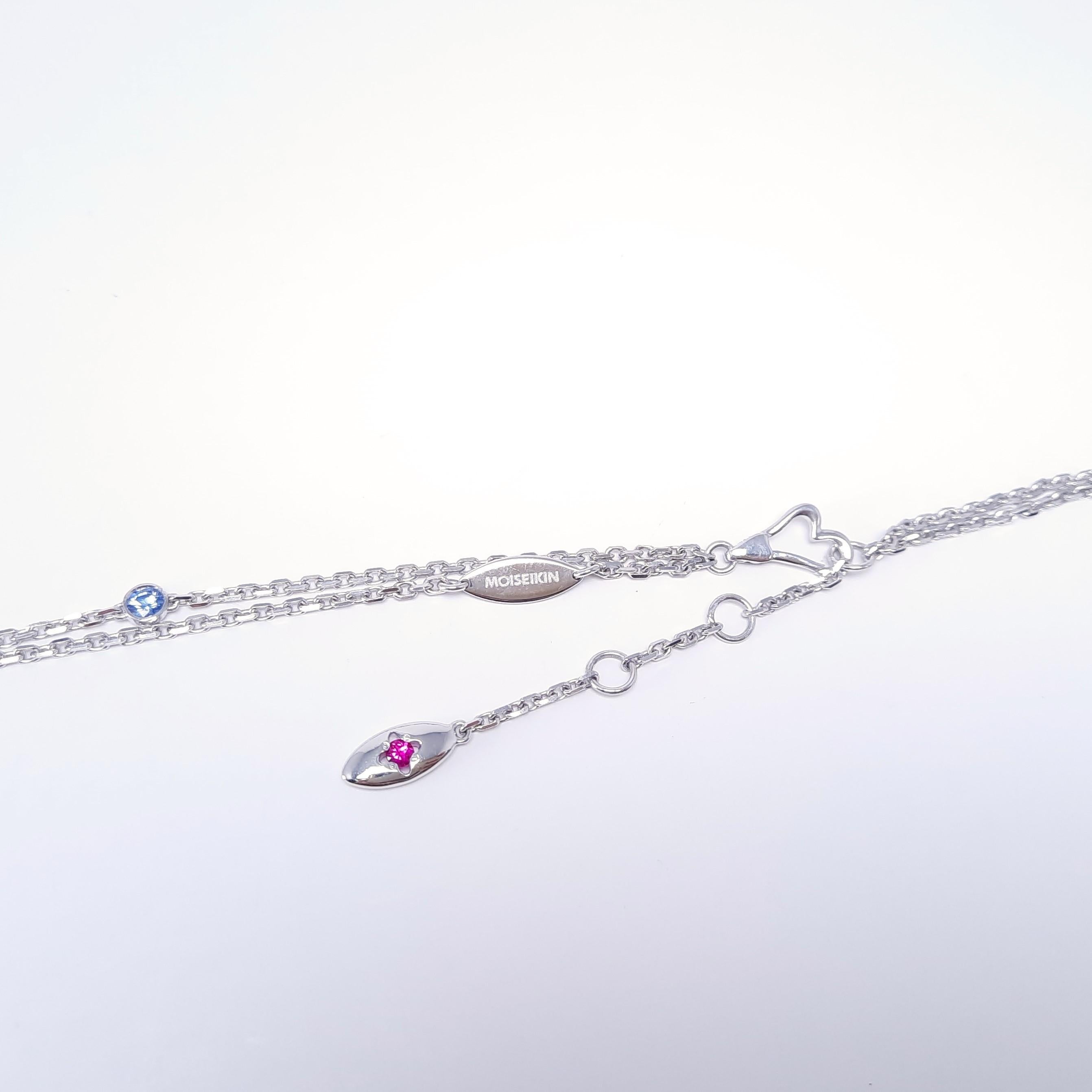 MOISEIKIN 8,43 Karat Santa Maria Aquamarin Diamant-Saphir-Halskette (Tropfenschliff) im Angebot