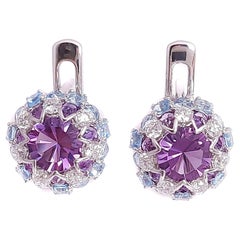 MOISEIKIN Amethyst Diamond White Gold Fashion Earrings in Aurora Style