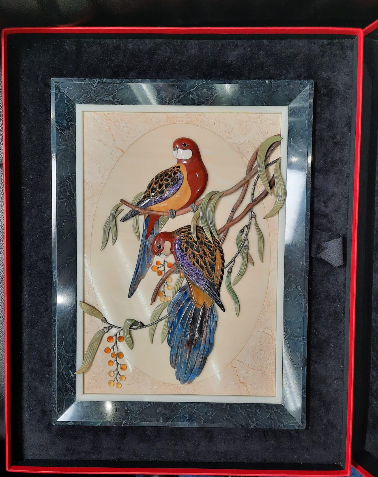 Contemporary MOISEIKIN Parrot Stone Mosaic Panel for Interior