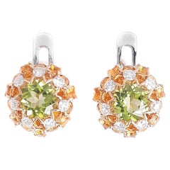 MOISEIKIN Peridot Diamond Gold Earrings in Aurora style
