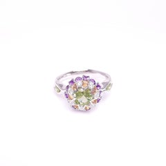MOISEIKIN Peridot Diamond White Gold Ring in Aurora style