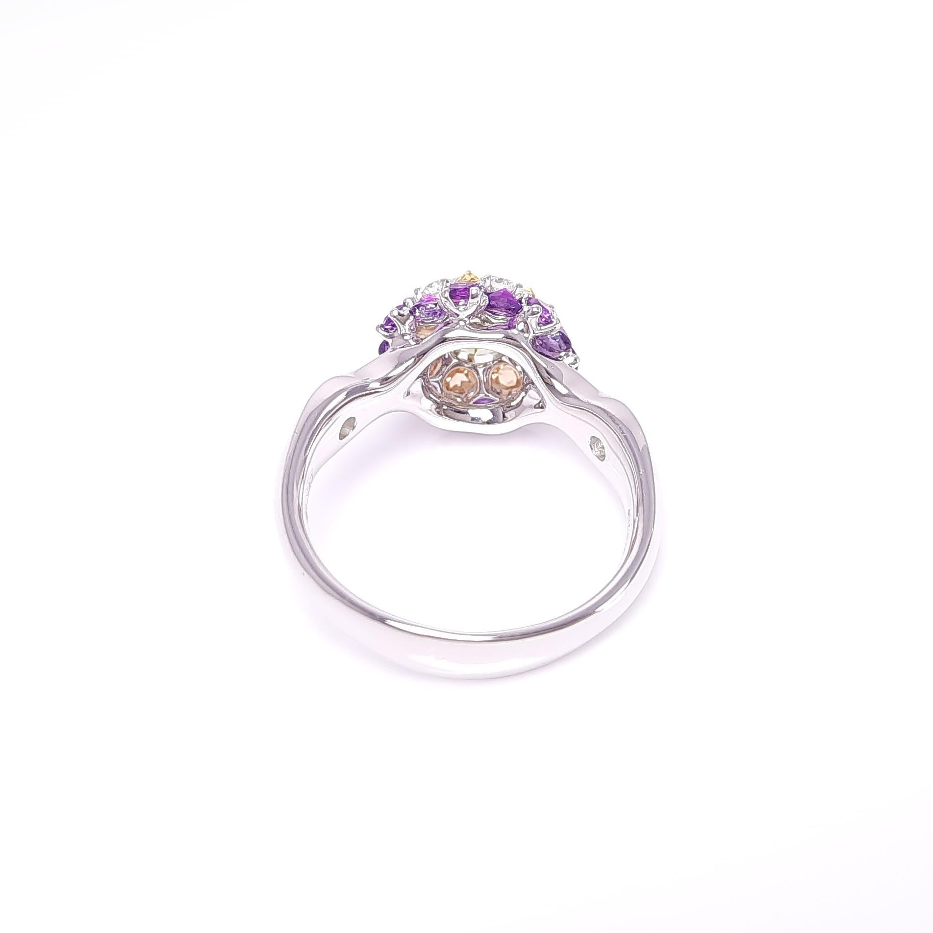 Contemporary MOISEIKIN Peridot Diamond White Gold Ring in Aurora style  For Sale