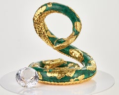 MOISEIKIN Silver Gold Plated Fortune Serpent (Snake) Art Object