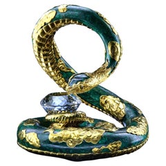 MOISEIKIN Silver Gold Plated Fortune Serpent Art Object