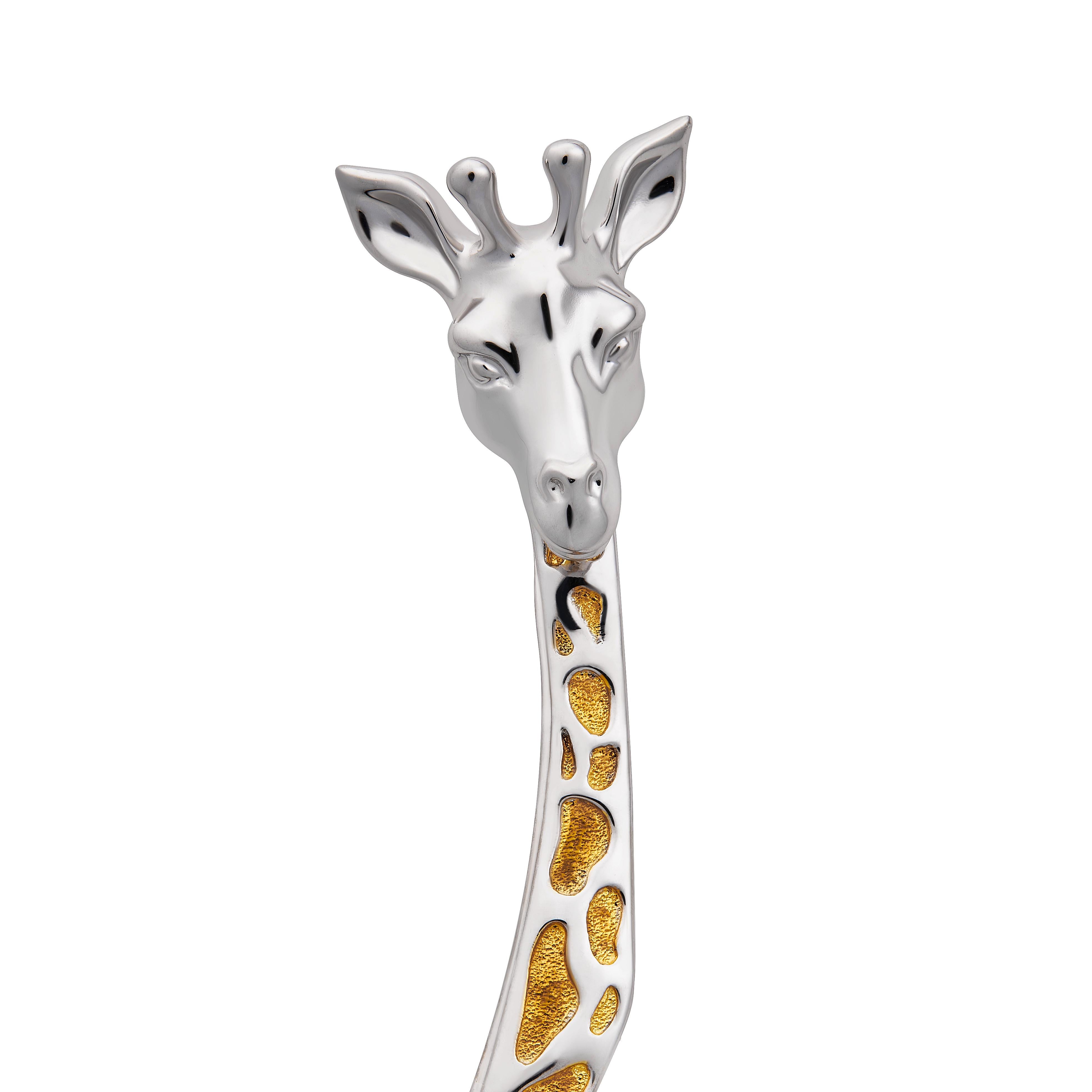 Contemporain Fourchette à girafe MOISEIKIN plaquée argent et or, cadeau en vente