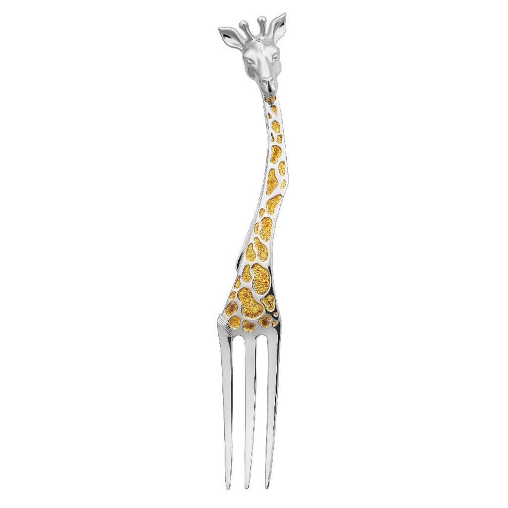 Fourchette à girafe MOISEIKIN plaquée argent et or, cadeau