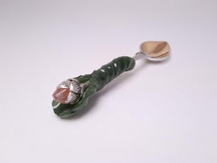 MOISEIKIN Cuchara de loto de nefrita plateada