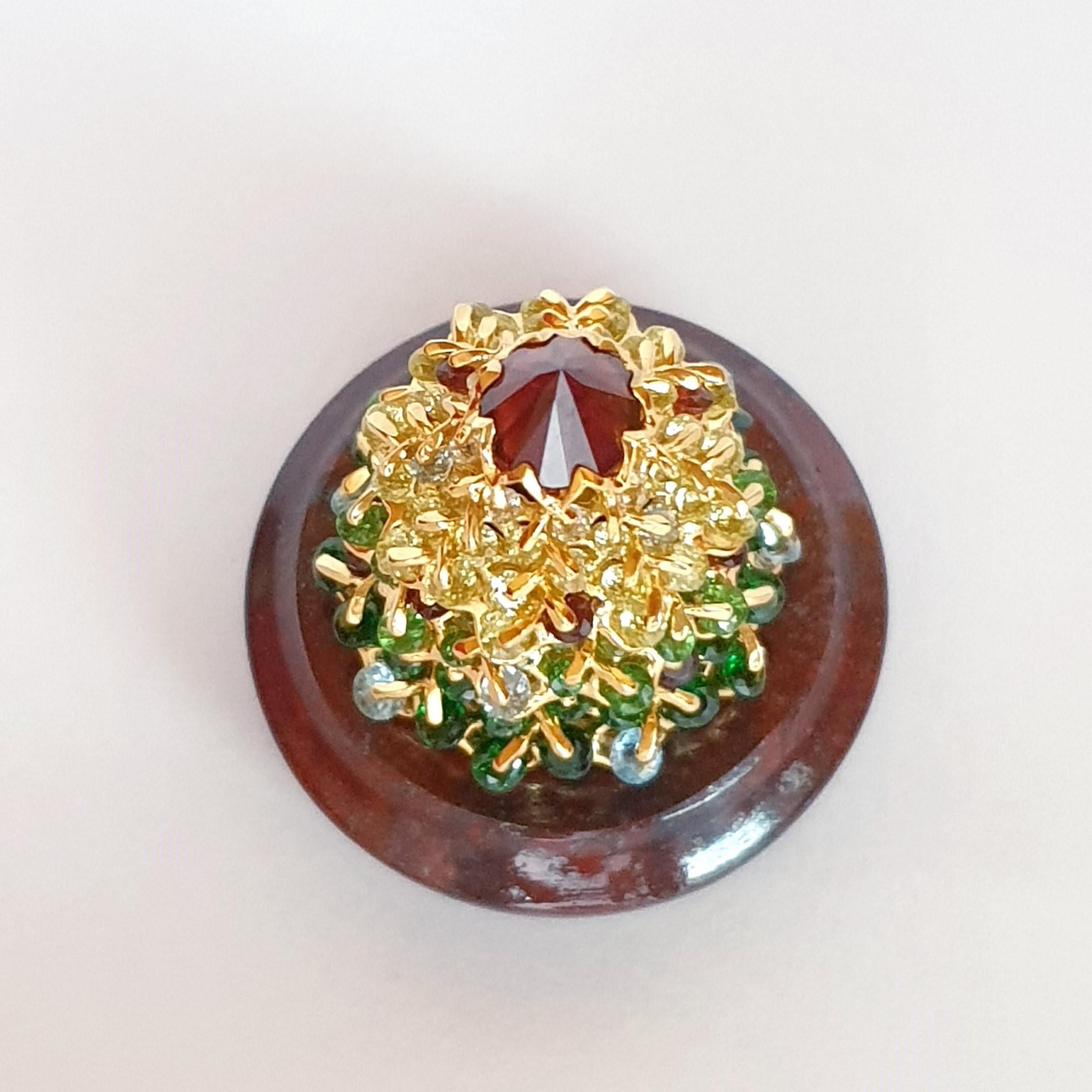 Contemporary MOISEIKIN SV Gold Plated Jewel Chrsitmas Tree Miniature For Sale