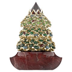 MOISEIKIN SV Gold Plated Jewel Chrsitmas Tree Miniature