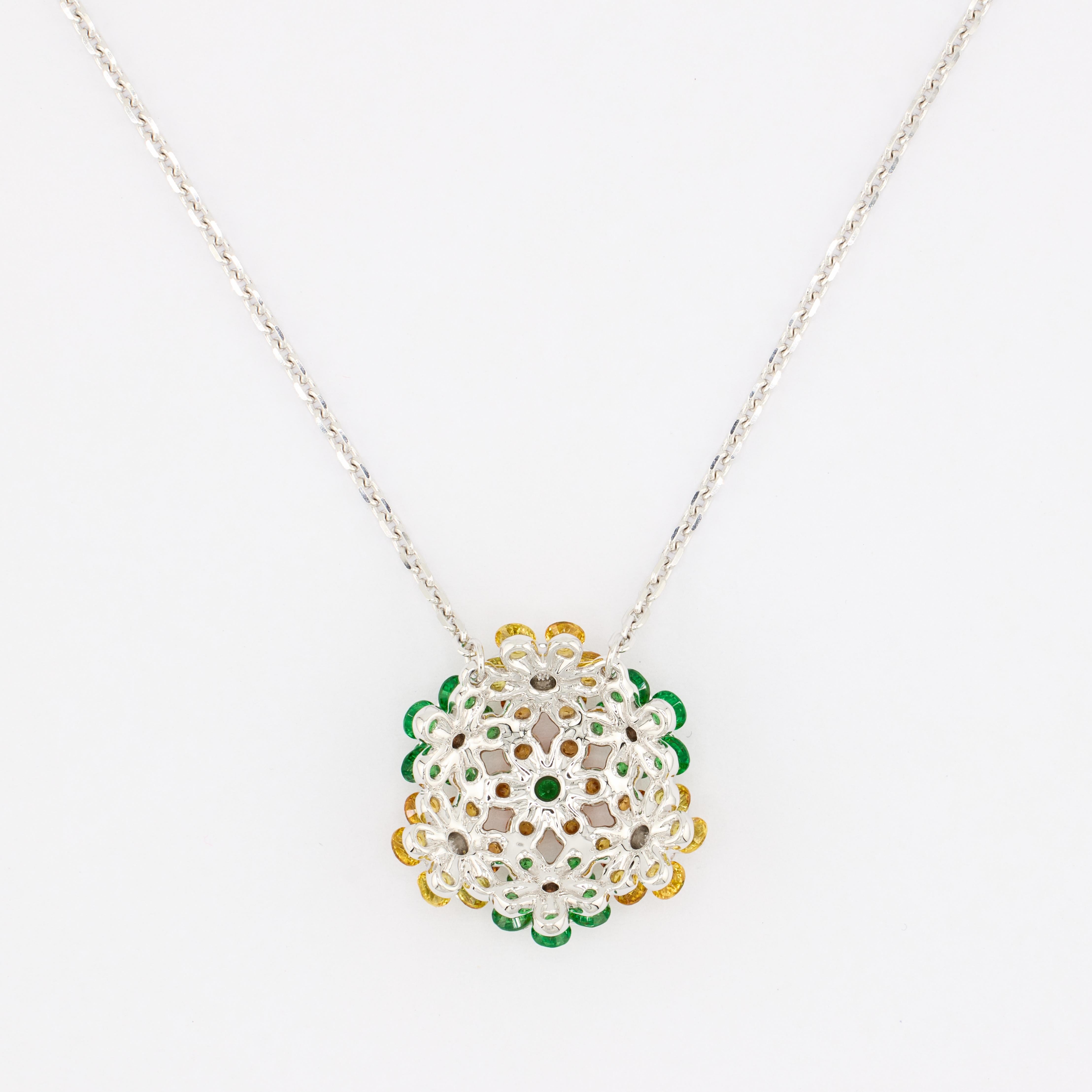 Contemporain MOISEIKIN🄬 Collier en or blanc 18 carats Tsavorite et Saphir en vente